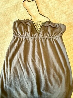 Free People Dark Grey Crocheted Halter Tank